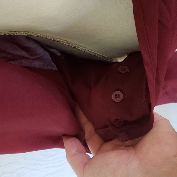 Venus Burgundy Cross Over Blouse wine Crimson Elegant Surplice Side Tie - Picture 4 of 14